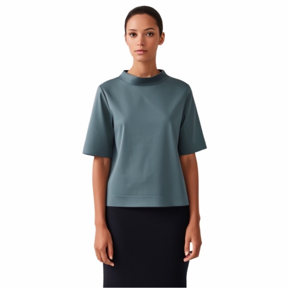 COS Boxy Mock Neck Shirt Top